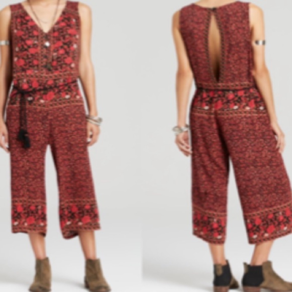 Free People Printed Culotte Jumpsuit